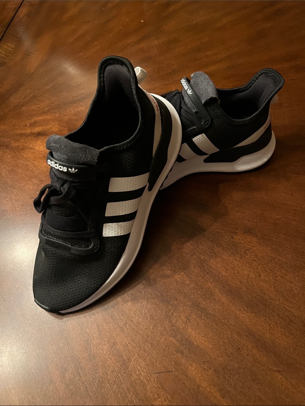 adidas Kids Black and White Slip-On Sneakers with Stripes